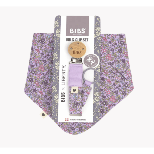 BIBS x LIBERTY Bib & Clip Set Chamomile Lawn - Violet Sky