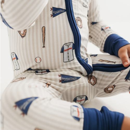 Blue Baseball Zipper Romper – In My Jammers