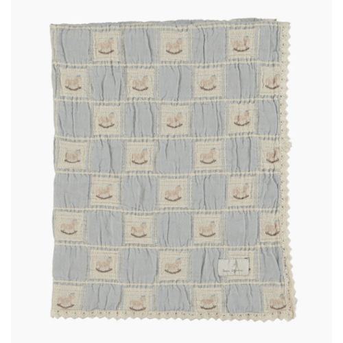 Rocking Horse Blanket in Blue Horse Patchwork