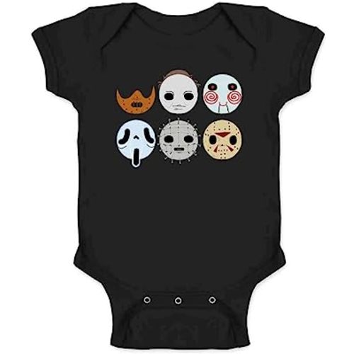 Pop Threads Horror Masks Monster Scary Movie Halloween Spooky Baby Toddler Kids Girl Boy T-Shirt