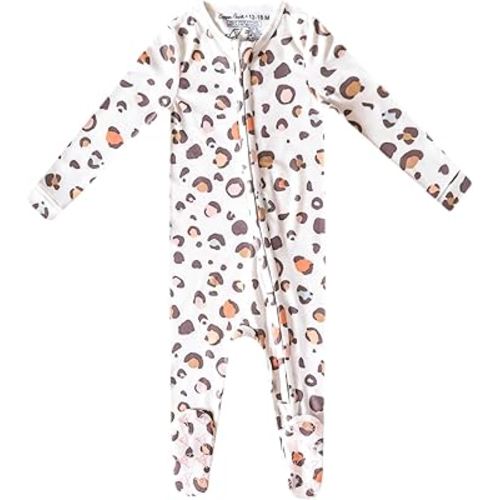 Copper Pearl Zip-Up Footie Baby Pajamas: Ultra-Soft Boys & Girls Pajamas, Premium Knit Fabric in Stylish Prints, Tag-Free with Two-Way Zipper, Sized Newborn to 24 Months, Millie