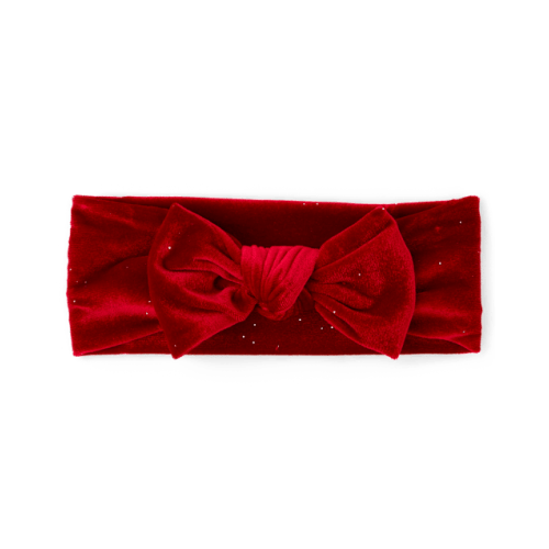 Baby Girls Glitter Velvet Bow Headwrap - Red