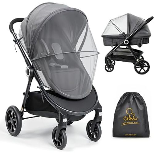 Orzbow Mosquito Net for Stroller | Universal Baby Bug Net for Strollers, Car Seats, Bassinets, Cradles, Mini Cribs, Breathable & Foldable Mosquito Cover with Travel Bag, Baby Summer Essentials, Grey