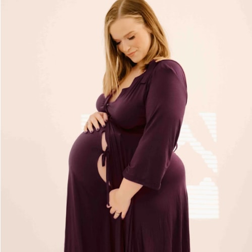 Lila Labor & Postpartum Gown in Plum