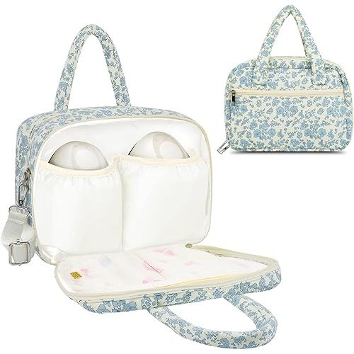 rain bunny Cotton Quilted Wearable Breast Pump Bag Compatible With Elvie, Willow and Momcozy, Pumping Bag for Work, Travel