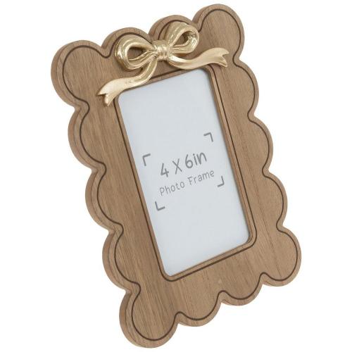 Gold Bow Scalloped Edge Picture Frame - 4" x 6"