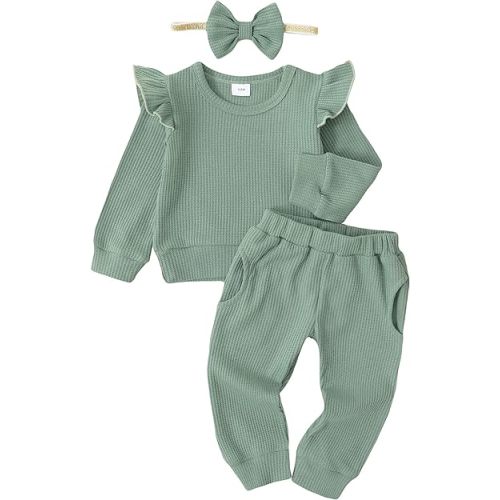 Mioglrie Baby Girl Clothes Infant Toddler Girls Fall Winter Outfits Sweatshirts Clothing Set 3 6 12 18 24 Month 2T 3T
