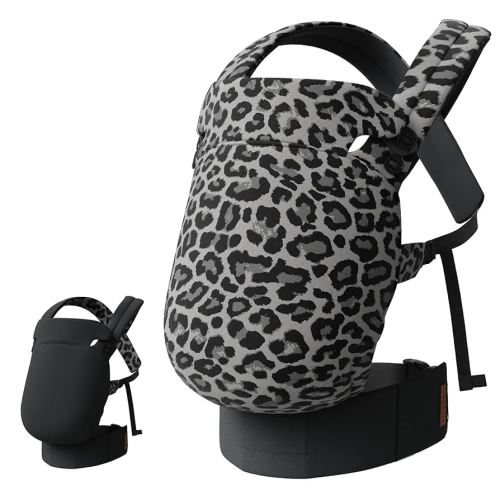 Reversible Baby Carrier – Black Solid & Leopard Print; Lightweight, Cooling & Breathable Lyocell Fabric; Ergonomic Lumbar Support and Quick Hands-Free Wear for Newborn to Toddler (7–44 lbs)