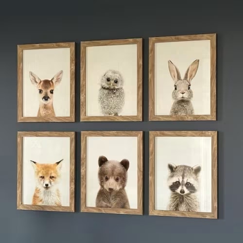 Woodland Animal Nursery Art Prints: Set of 6 Unframed Prints