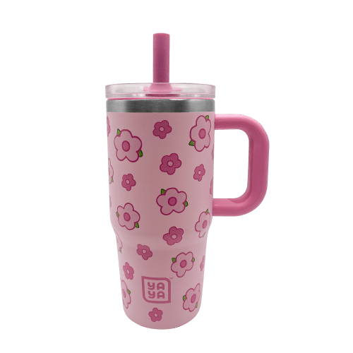 YAYA Pink Floral Toddler Tumbler | 12oz Insulated Kids Cup