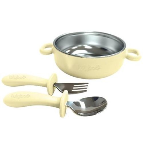 Lulyboo Silicone & Stainless Steel Toddler Feeding Set - Yellow