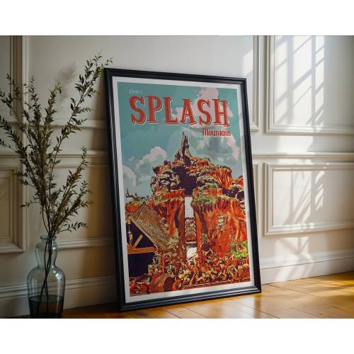 Splash Mountain Disney Prints, Retro Disney Posters, Retro Walt Disney World Prints, Magic Kingdom Park, Disney Wall Art, Disney Gifts