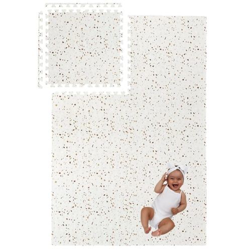 Clay Terrazzo Play Mat for Babies, Children and Toddlers, 4x6 Feet, Interlocking Foam Tiles, Soft Non-Toxic Foam