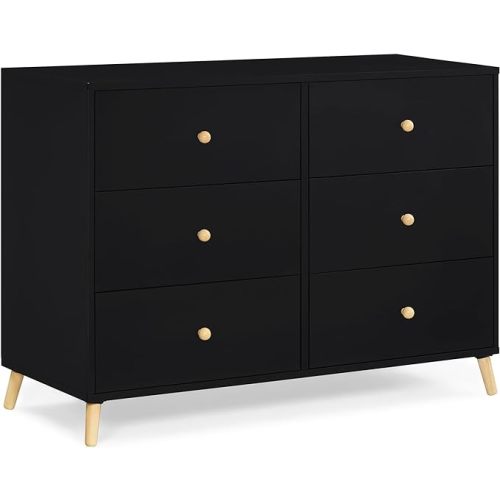 Delta Children Essex 6 Drawer Dresser, Black/Natural