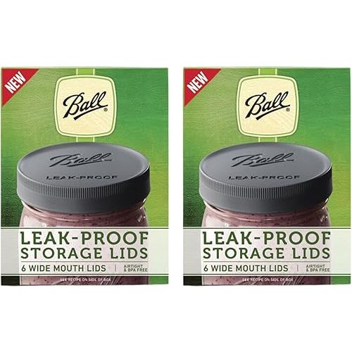 Ball Leak-Proof Plastic Lids for Glass Mason Jars, Used for Canning, Pickling, Juice, Jam, Jelly (Wide, 6 Count (Pack of 2))