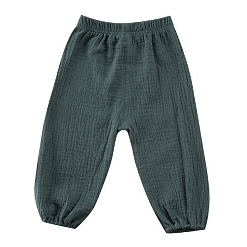 BULINGNA Toddler Kids Baby Boy Girl Cotton Linen Elastic Basic Harem Long Pants Bloomers Casual Joggers