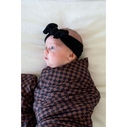 BLACK + BROWN MINI CHECKER | SWADDLE