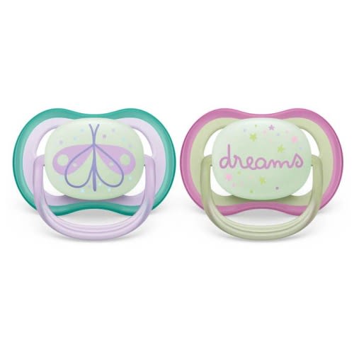 Ultra Air Night Pacifier 0-6M (2 Pack)