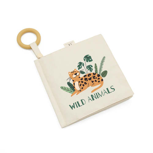 JUNGLE ANIMAL SENSORY BOOK | Organic cotton