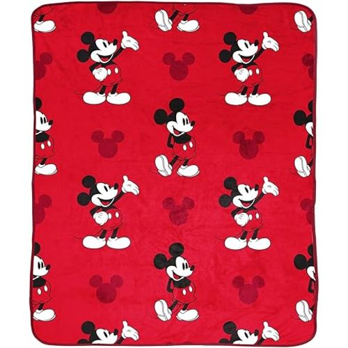 Jay Franco Disney Mickey Mouse Plush Throw Blanket - Measures 50 x 60 Inches - Kids Super Soft Red Fleece Bedding