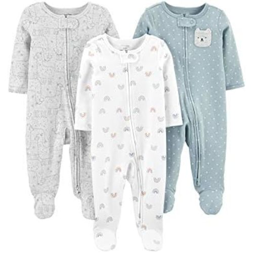 Simple Joys by Carter's Baby Girls' 3-Pack Cotton Footed Sleep and Play