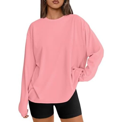 Trendy Queen Womens Oversized Long Sleeve T Shirts 2025 Basic Crewneck Tee Fall Tops Casual Workout Y2K Clothes