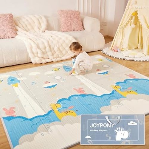 Joypony Baby Play Mat 79" X 71", Extra Large Foldable Play Mats for Babies and Toddlers, Waterproof Anti-Slip Portable Foam Floor Mat for Tummy Time with Travel Bag Indoor Outdoor