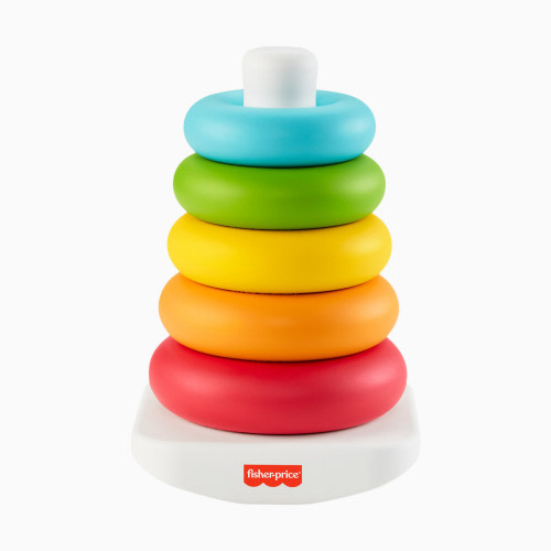 Fisher-Price Baby Stacking Toy Rock-A-Stack Rings with Roly-Poly Base for Ages 6+ Months, Made with Plant-Based Materials