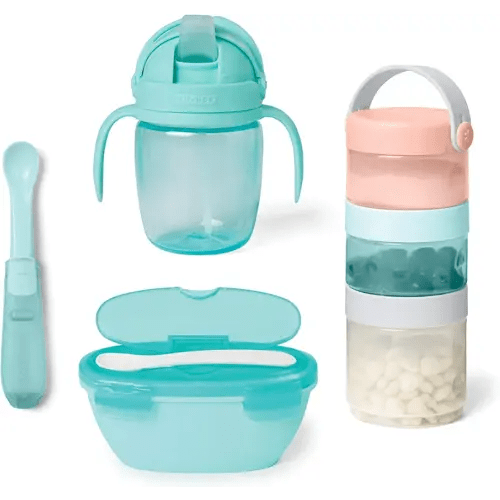 Skip Hop Baby Easy-Pack Feeding Travel Essentials 6 Piece Set Soft Teal 6m+