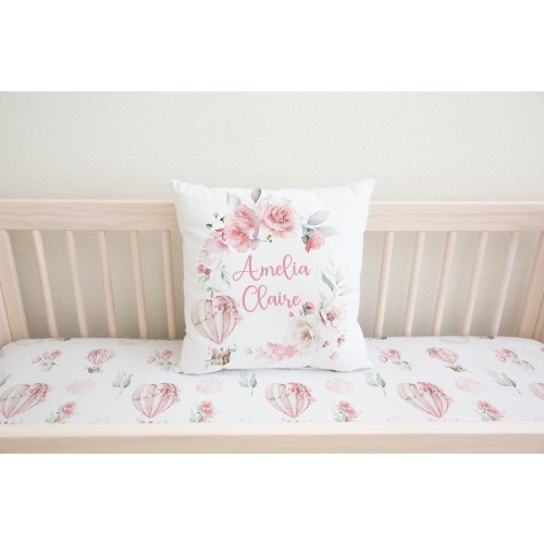 Baby Girl Hot Air Balloon Pillow