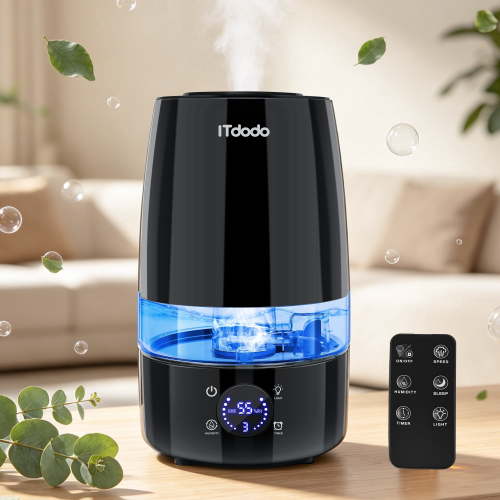 ITdodo Humidifier for Room, 4.5L Top Fill for Home, 40H Runtime, Quiet, Auto Humidity Control, Cool Mist Air Humidifier for Bedroom, Plants, Essential Oil Diffuser, Easy Clean