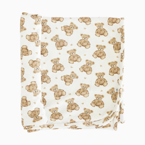 Caden Lane Bamboo Waffle Oversized Swaddle Blanket - Beary Sweet, Newborn