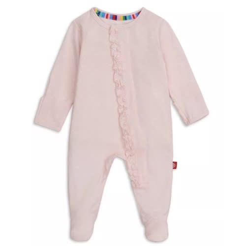 Girls' Pin Dot Ruffled Placket Footie - Baby