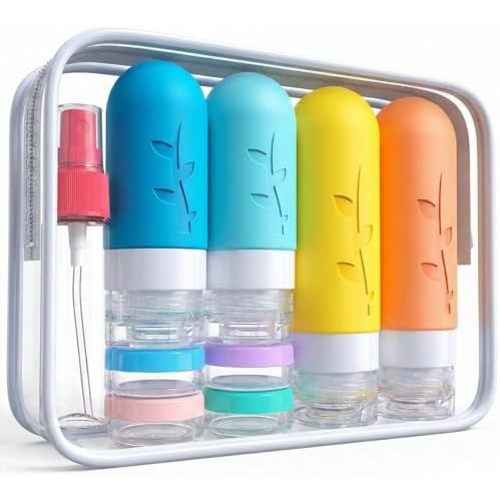 16 Pack Travel Bottles Set - TSA Approved Leak Proof Silicone Squeezable Containers for Toiletries, Conditioner, Shampoo, Lotion & Body Wash Accessories