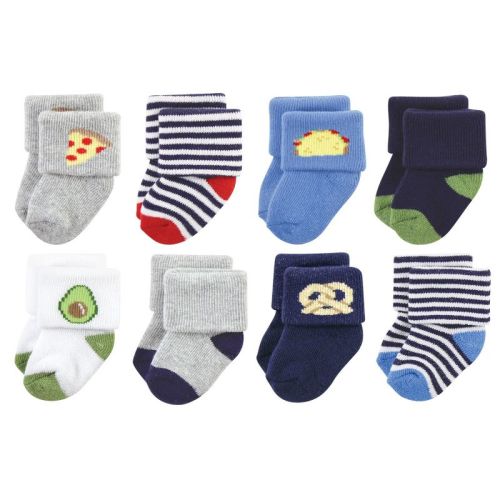 Hudson Baby Infant Boys Cotton Rich Newborn and Terry Socks, Snacks, 0-6 Months