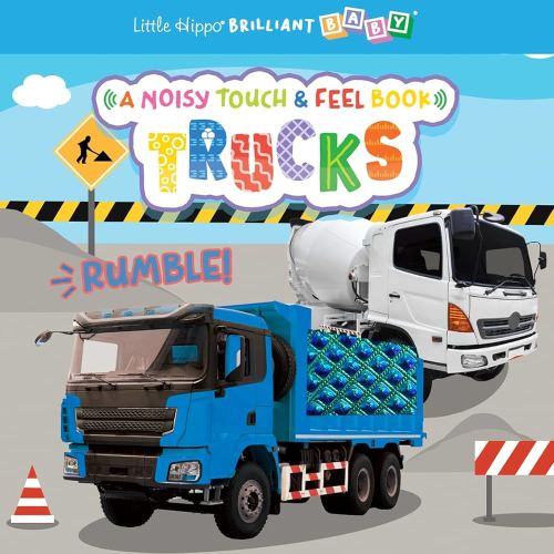 Little Hippo Books Trucks | Interactive Touch & Feel Plus Sound Books for Kids | Vehicle Sounds Toddler Board Book & Kid’s Book | Trucks Baby Book with Sound