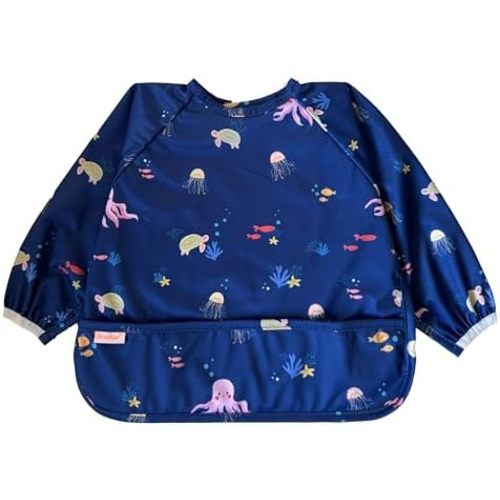 Waterproof Long Sleeve Bib – Machine Washable Baby Bibs for Eating – Baby Smock Bib for Toddler – BLW Supplies for Baby