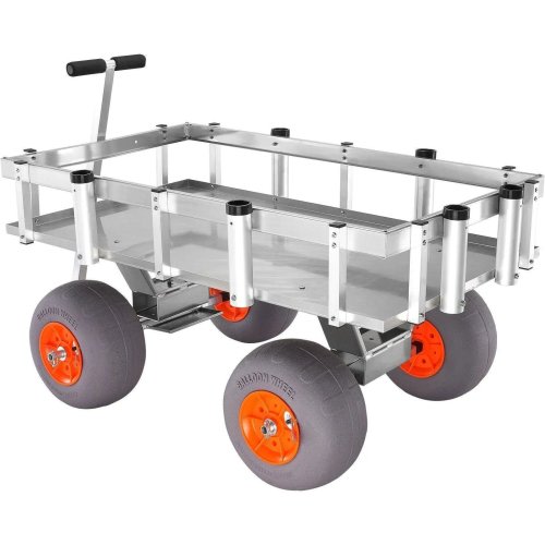 500 lbs Beach Fishing Cart, 13″ PU Balloon Tires, Heavy-Duty Aluminum Frame, 6 Rod Holders, DOBA-MC500 » Cargo Trailer
