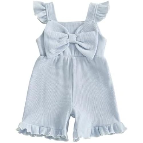 Toddler Girl Outfit Baby Summer Romper Cute Bow Sleeveless One Piece Jumpsuit Shorts Overalls Clothes 6M-5T
