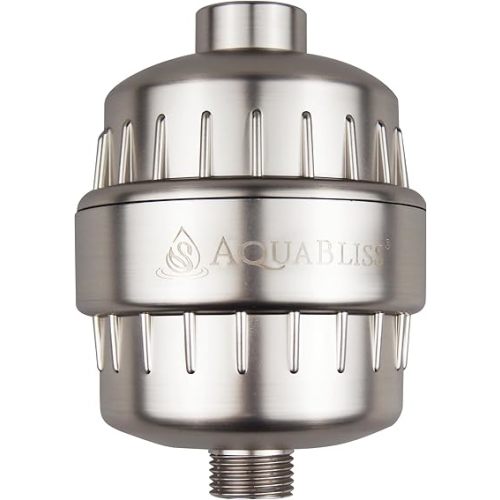 AquaBliss High Output Revitalizing Shower Filter - Reduces Dry Itchy Skin, Dandruff, Eczema, and Dramatically Improves The Condition of Your Skin, Hair and Nails - Brushed Nickel (SF100-BN)