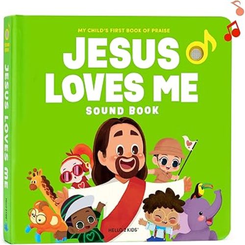 Jesus Loves Me Christian Sound Books for Kids - 6 Bible Songs for Toddlers – Christian Easter Gifts for Kids, Baby Books & Toys for Kids - Easter Basket Essentials, Baptism, Christening Baby Gifts