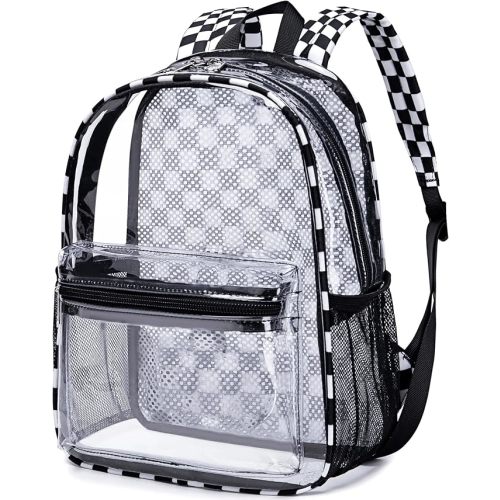 BTOOP Clear Mini Backpack for Stadium Events 12x12x6 Small Transparent Backpacks Plastic See Through Clear Bag for Concerts Work Festival Security Travel