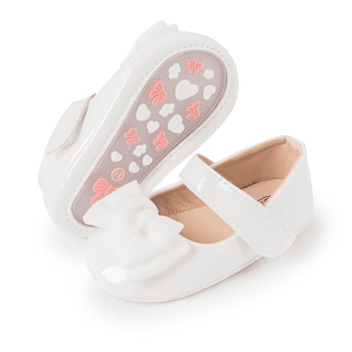 Meckior Baby Girls Shoes Infant Mary Jane Dress Bowknot Princess Crib Flats for Newborn First Walkers 3-18 Months