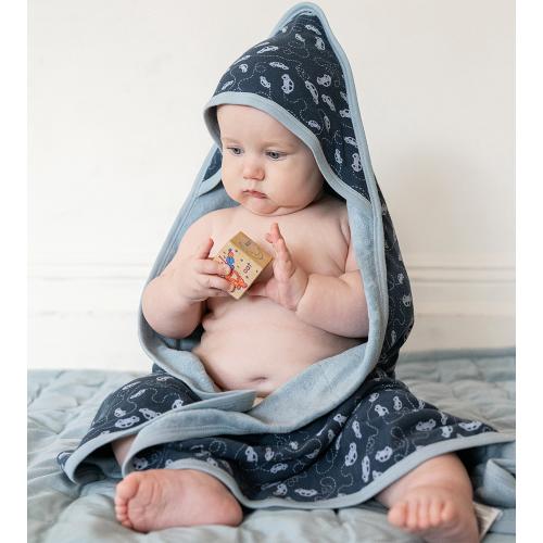Bamboo Terry Hooded Towel - Cars Ocean Blue