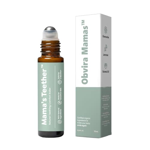 Obvira Mamas™ Teething Roller with Chamomile & Rose Oil, Gentle Massage Applicator for Soothing Infant Teething Pain