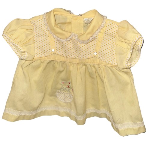 Vintage Baby Girl Yellow Dress Eyelet Newborn USA Seller Classic 60’s