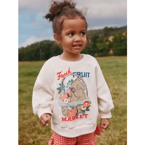 Cream Gingham Fruit Market Crew Neck Sweatshirt & Shorts Set (3mths-7yrs)