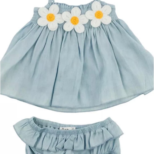 Girls' Gidget Lyocell Denim Sunsuit and Bloomers Set - Baby, Little Kid
