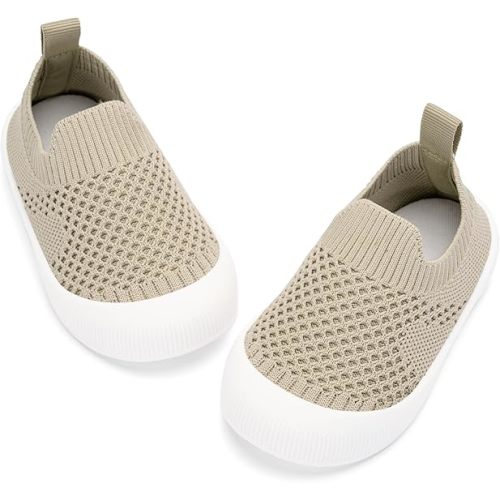 BACSAC Baby Toddler Unisex Infant Shoes Boys Girls Beige Mesh Breathable Non-Slip Soles 6-36 Months