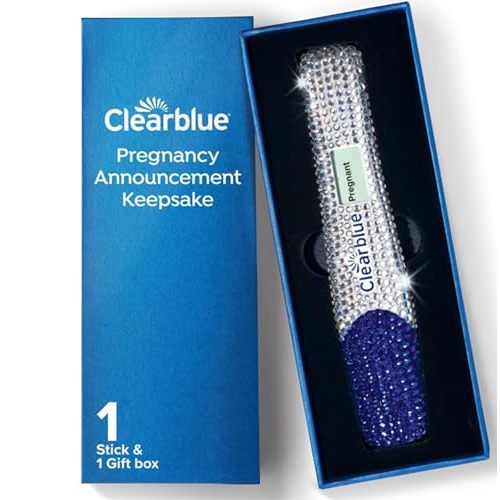 Clearblue Bedazzled Pregnancy Announcement Keepsake Stick 1ct; Unique and Memorable Reminder for Sharing Special Moments on Social Media